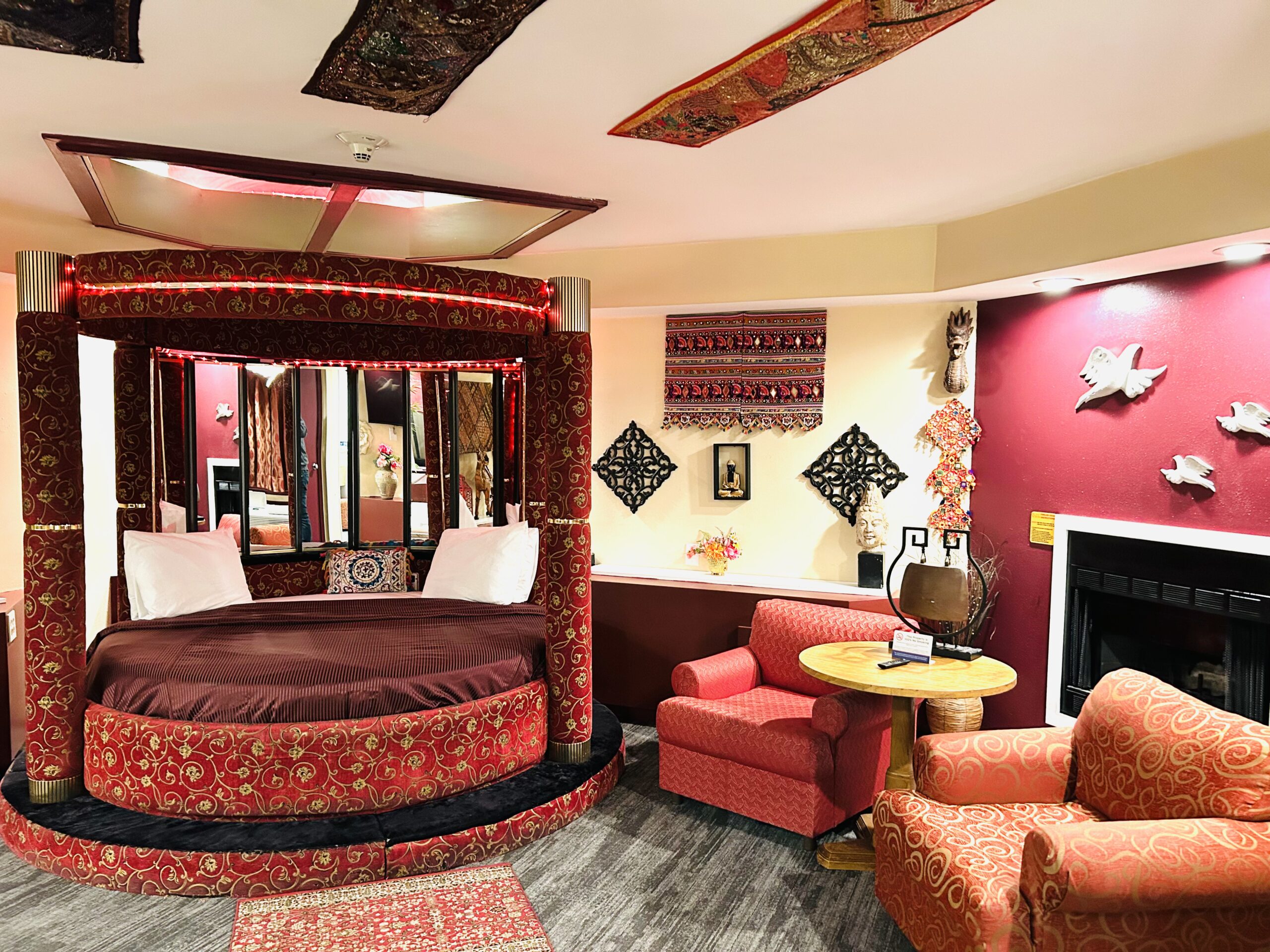 Asian themed suite with fireplace and seating, Inn of the Dove Harrisburg PA