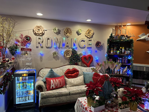 Couples romantic suite with decorations and mood lighting at Inn of the Dove Harrisburg Hershey PA