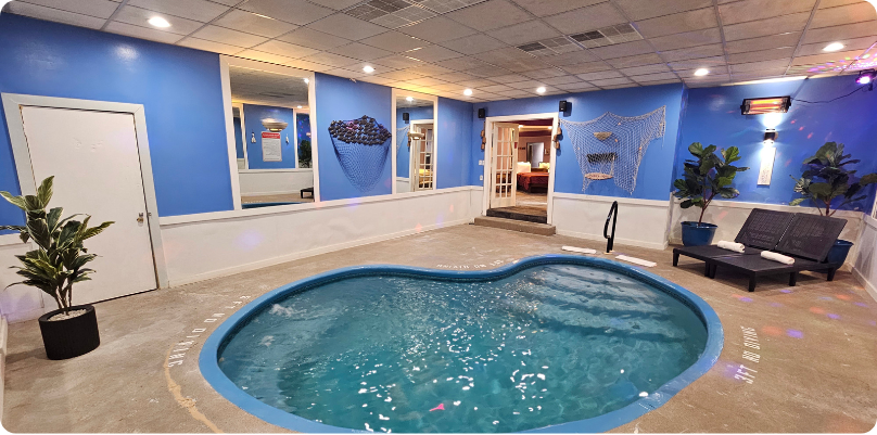 Dove Swimming Pool Suite with Private Heated Indoor Pool, Jetted Hot Tub & Fireplace